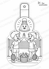 Badminton Girlande Fensterdeko Basteln Ausmalbild Ausschneiden 15 Vorlagen – Materialseite 13