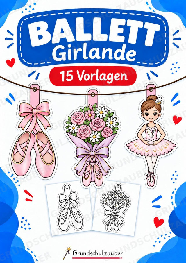 Ballett Girlande Fensterdeko Basteln Ausmalbild Ausschneiden 15 Vorlagen – Cover