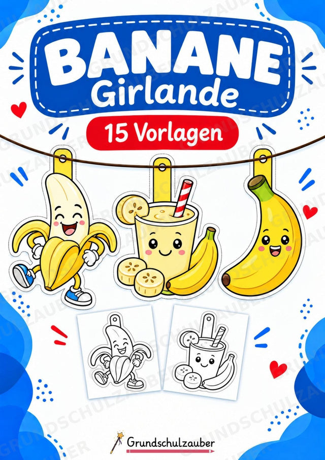 Banane Girlande Fensterdeko Basteln Ausmalbild Ausschneiden 15 Vorlagen – Cover
