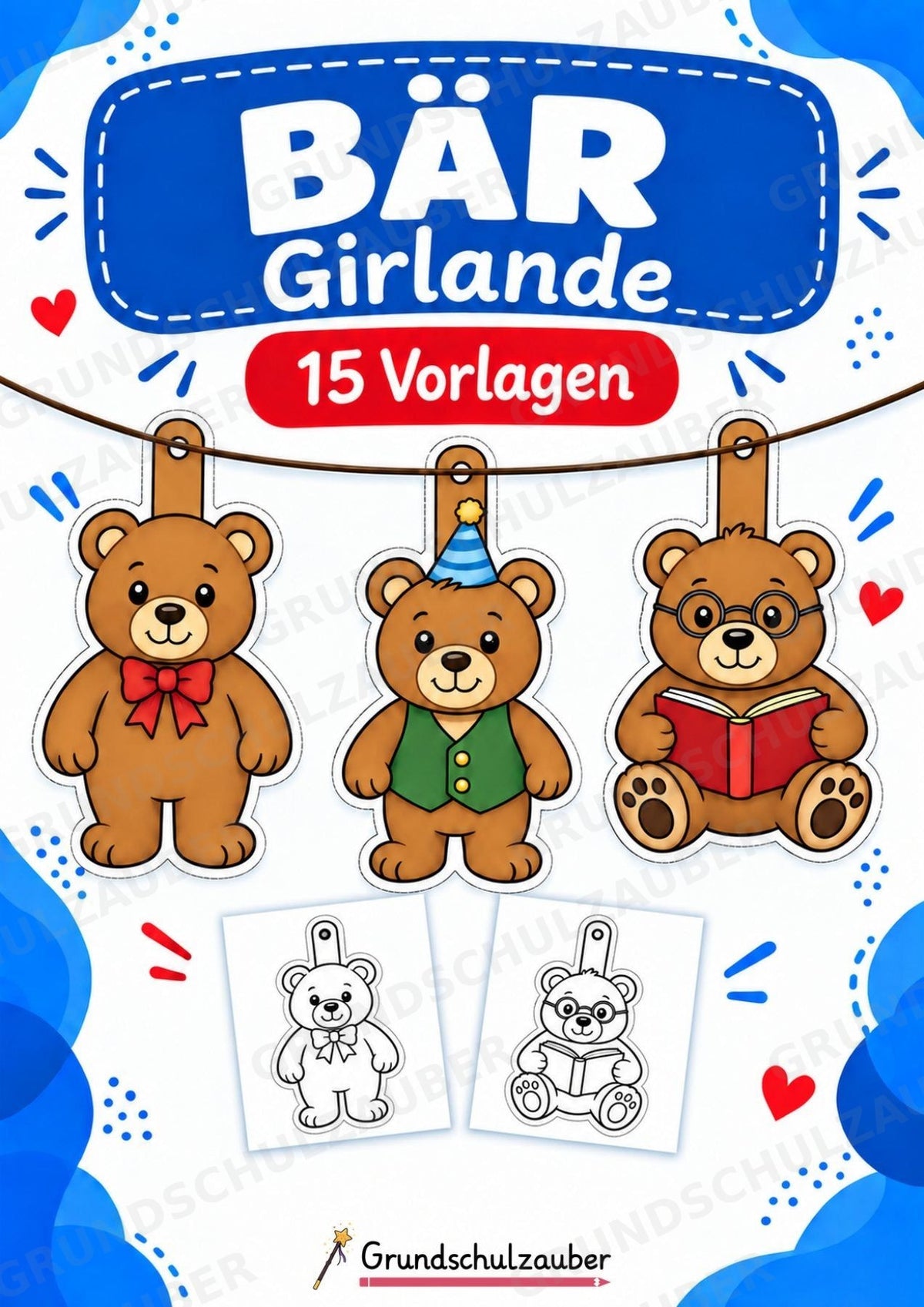 Bär Girlande Fensterdeko Basteln Ausmalbild Ausschneiden 15 Vorlagen – Cover