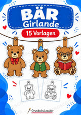 Bär Girlande Fensterdeko Basteln Ausmalbild Ausschneiden 15 Vorlagen – Cover