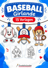 Baseball Girlande Fensterdeko Basteln Ausmalbild Ausschneiden 15 Vorlagen – Cover
