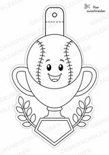 Baseball Girlande Fensterdeko Basteln Ausmalbild Ausschneiden 15 Vorlagen – Materialseite 11