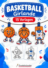 Basketball Girlande Fensterdeko Basteln Ausmalbild Ausschneiden 15 Vorlagen – Cover