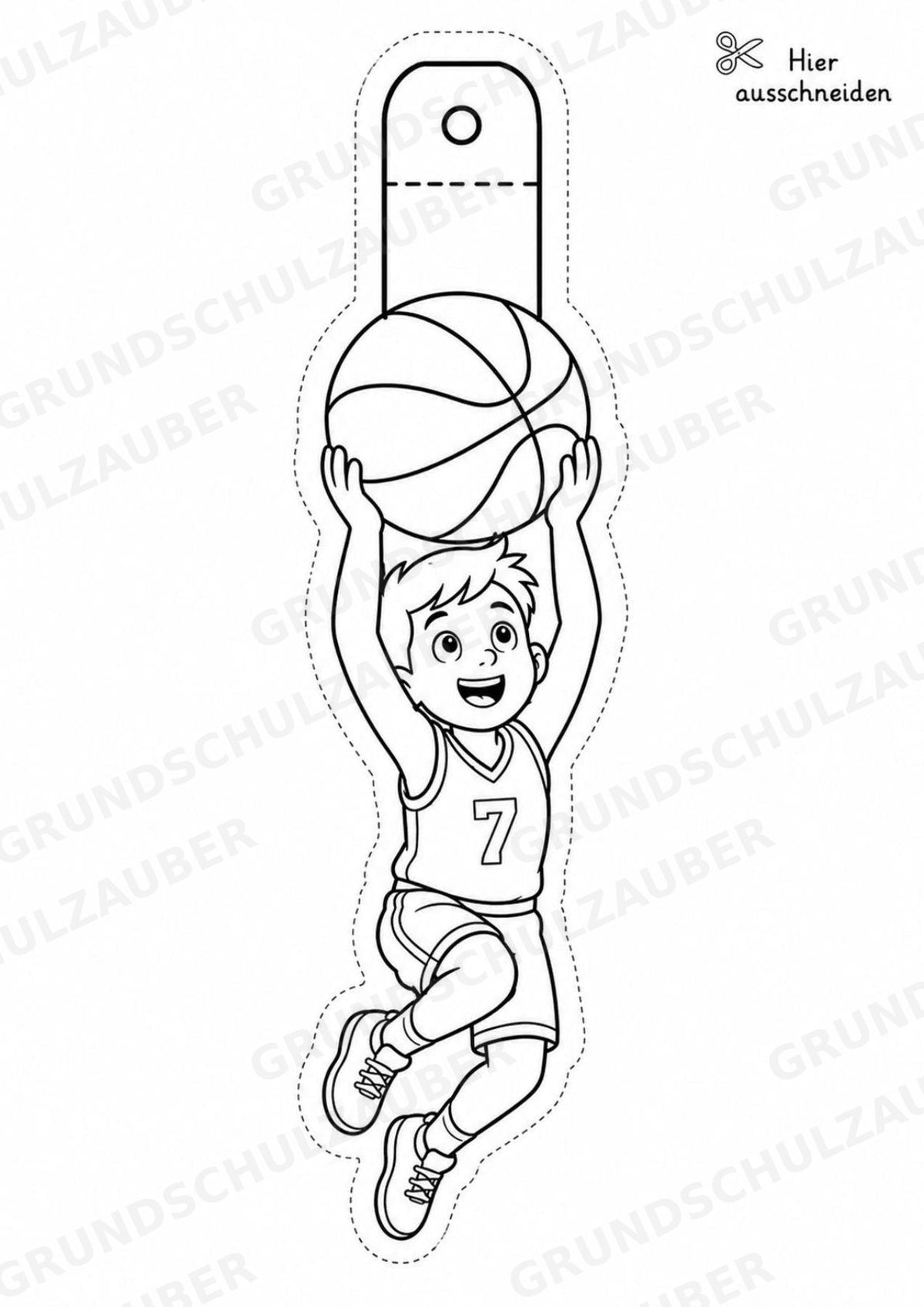 Basketball Girlande Fensterdeko Basteln Ausmalbild Ausschneiden 15 Vorlagen – Materialseite 4