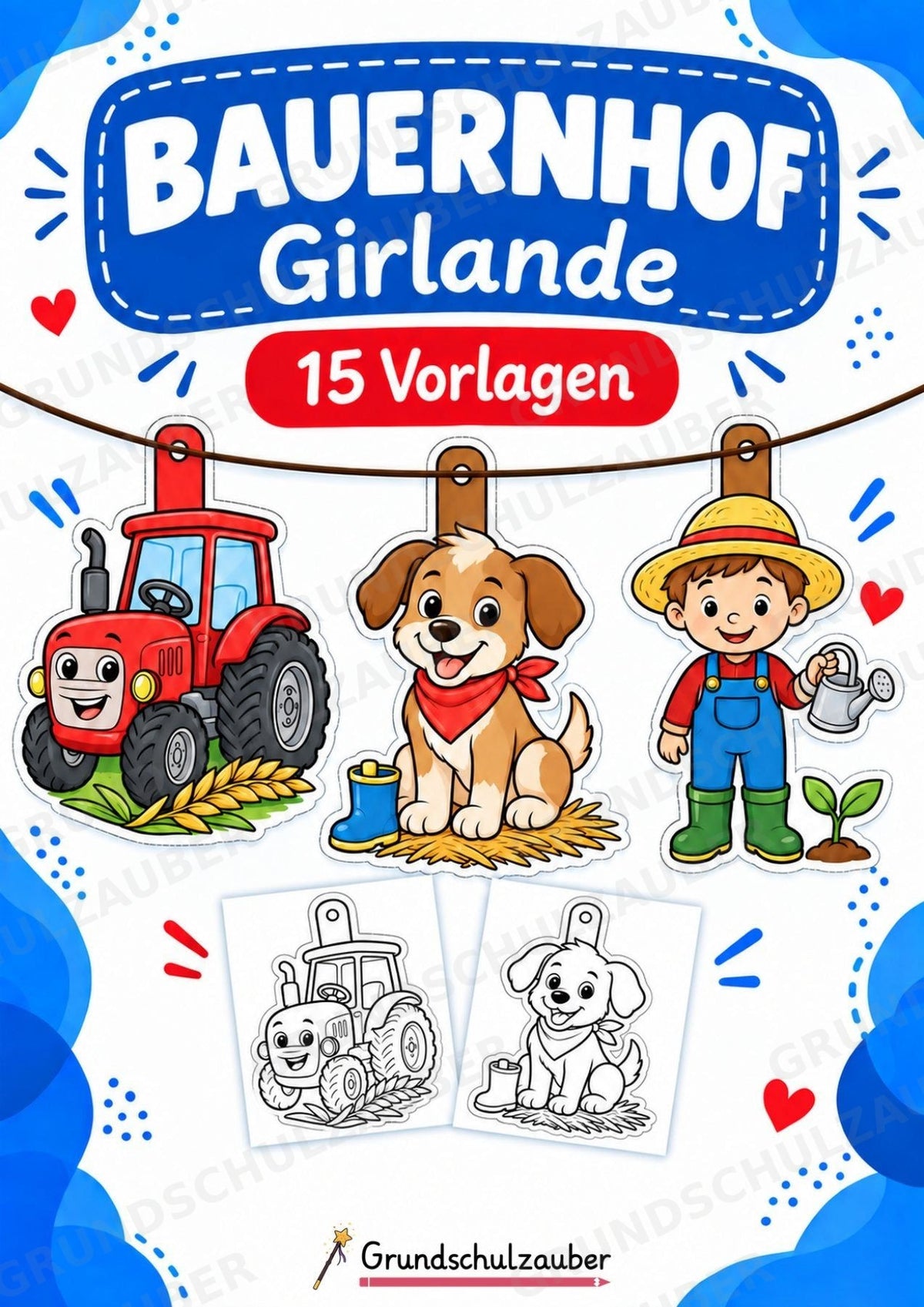 Bauernhof Girlande Fensterdeko Basteln Ausmalbild Ausschneiden 15 Vorlagen – Cover