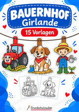 Bauernhof Girlande Fensterdeko Basteln Ausmalbild Ausschneiden 15 Vorlagen – Cover