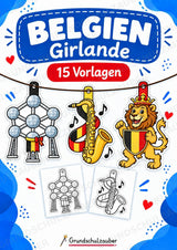 Belgien Girlande Fensterdeko Basteln Ausmalbild Ausschneiden 15 Vorlagen – Cover