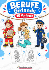 Berufe Girlande Fensterdeko Basteln Ausmalbild Ausschneiden 15 Vorlagen – Cover
