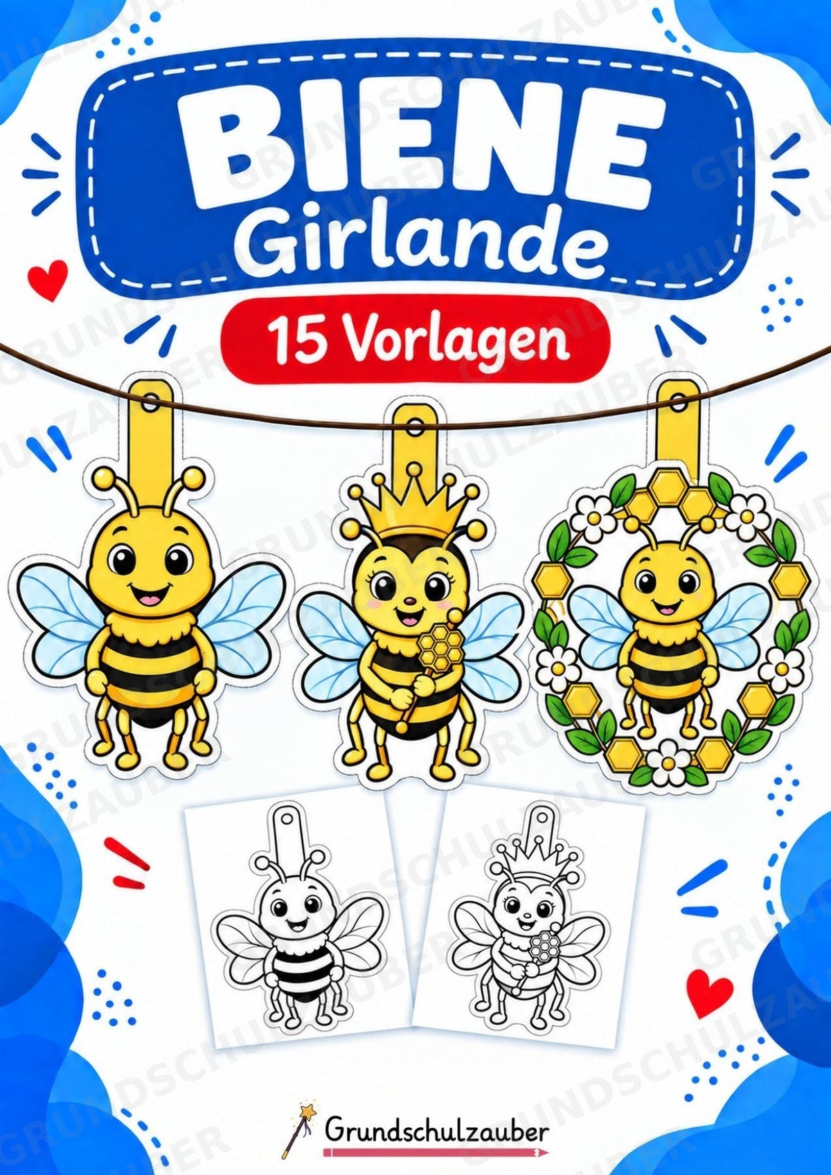 Biene Girlande Fensterdeko Basteln Ausmalbild Ausschneiden 15 Vorlagen – Cover
