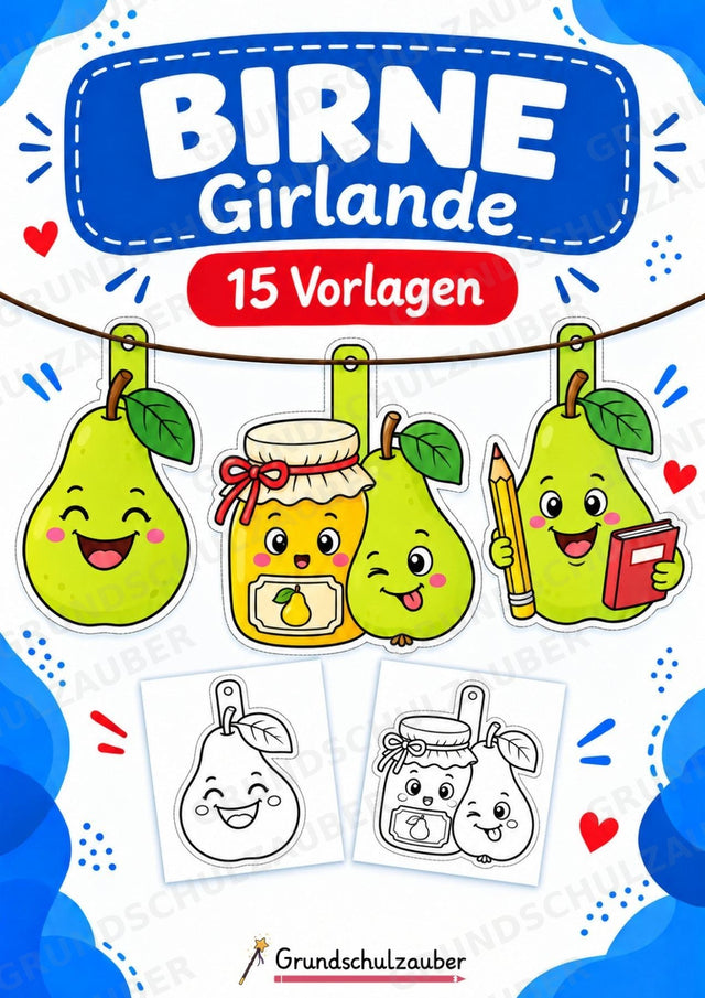 Birne Girlande Fensterdeko Basteln Ausmalbild Ausschneiden 15 Vorlagen – Cover