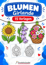 Blumen Girlande Fensterdeko Basteln Ausmalbild Ausschneiden 15 Vorlagen – Cover