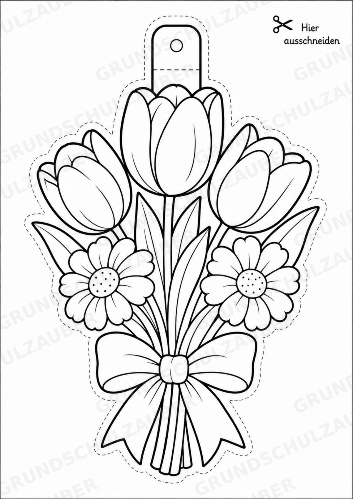 Blumen Girlande Fensterdeko Basteln Ausmalbild Ausschneiden 15 Vorlagen – Materialseite 3