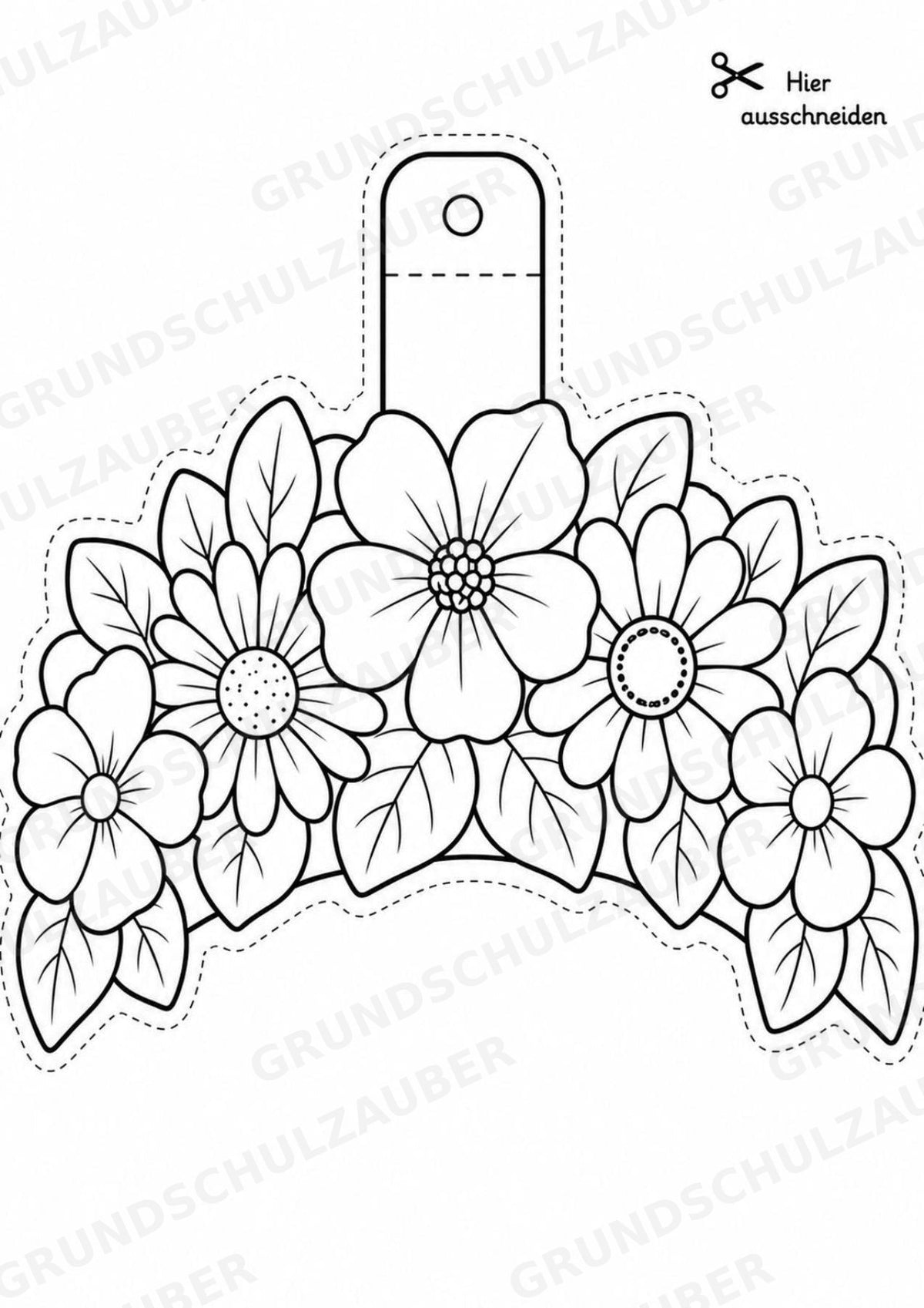 Blumen Girlande Fensterdeko Basteln Ausmalbild Ausschneiden 15 Vorlagen – Materialseite 11