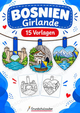 Bosnien Girlande Fensterdeko Basteln Ausmalbild Ausschneiden 15 Vorlagen – Cover