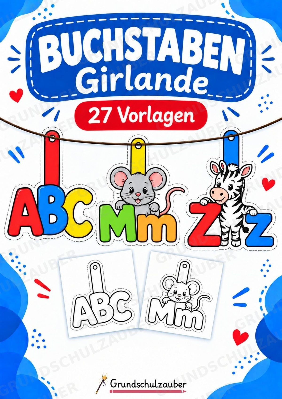 Buchstaben Girlande Fensterdeko Basteln Ausmalbild Ausschneiden 15 Vorlagen – Cover