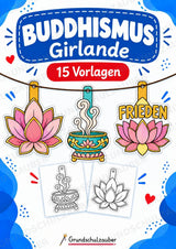 Buddhismus Girlande Fensterdeko Basteln Ausmalbild Ausschneiden 15 Vorlagen – Cover