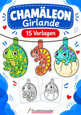Chamäleon Girlande Fensterdeko Basteln Ausmalbild Ausschneiden 15 Vorlagen – Cover