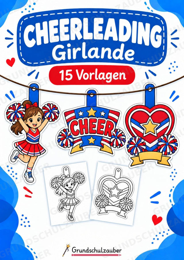 Cheerleading Girlande Fensterdeko Basteln Ausmalbild Ausschneiden 15 Vorlagen – Cover