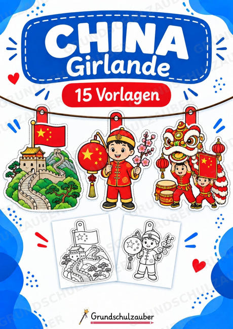 China Girlande Fensterdeko Basteln Ausmalbild Ausschneiden 15 Vorlagen – Cover