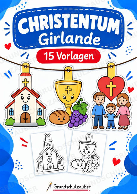 Christentum Girlande Fensterdeko Basteln Ausmalbild Ausschneiden 15 Vorlagen – Cover