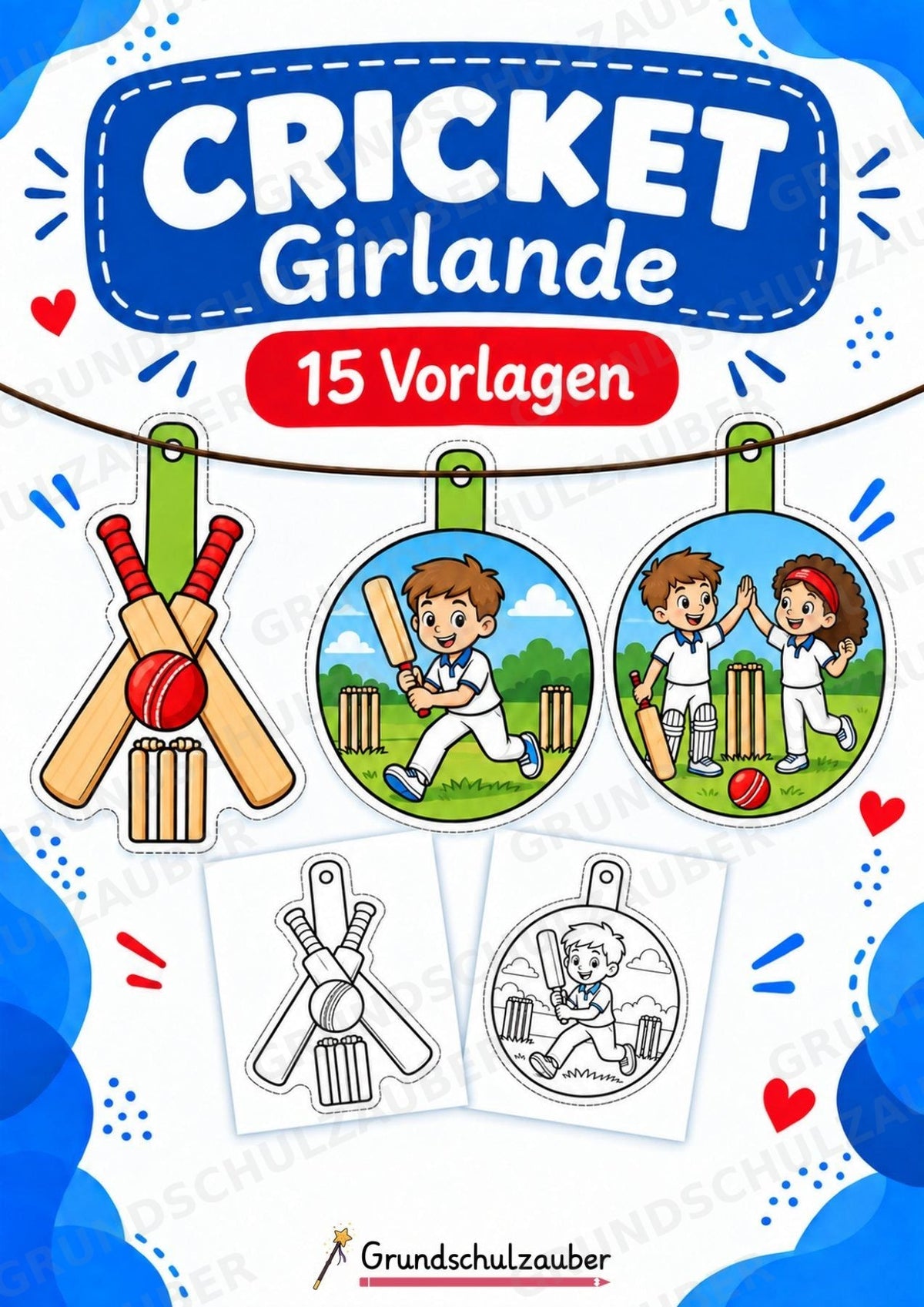 Cricket Girlande Fensterdeko Basteln Ausmalbild Ausschneiden 15 Vorlagen – Cover
