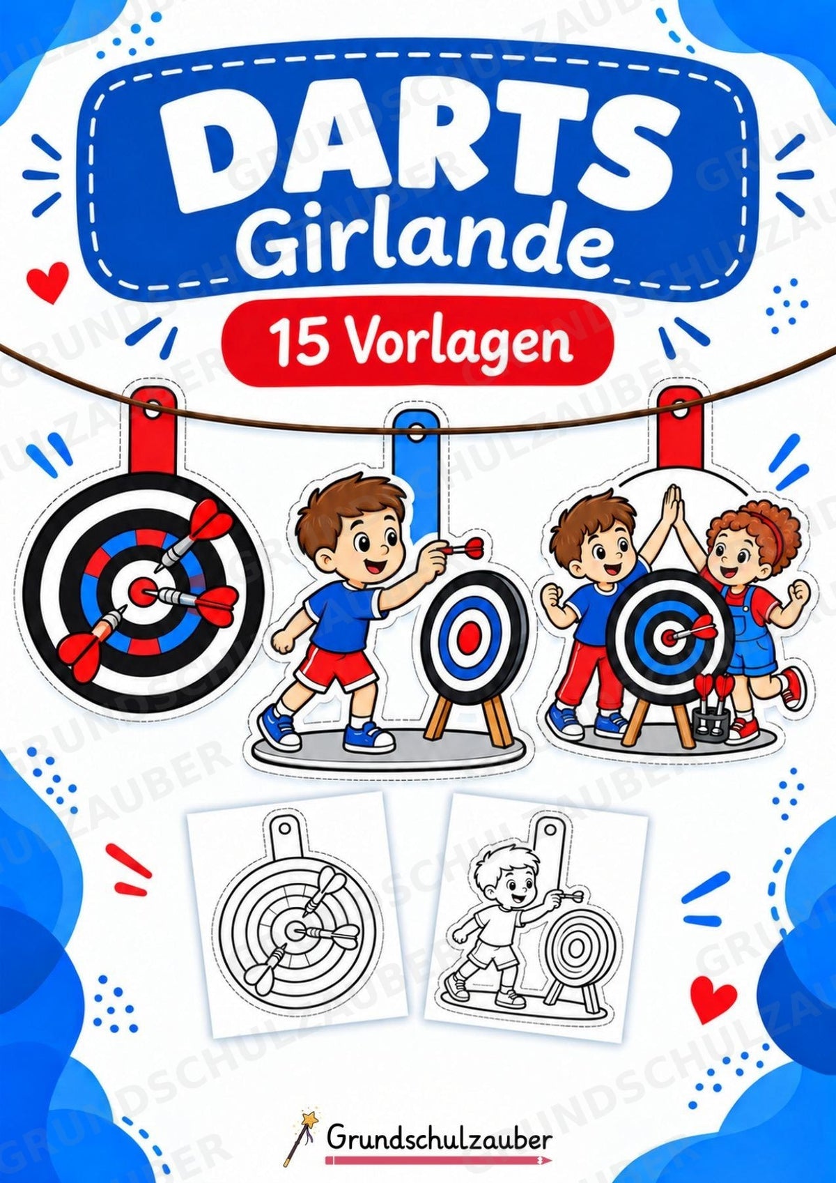 Darts Girlande Fensterdeko Basteln Ausmalbild Ausschneiden 15 Vorlagen – Cover