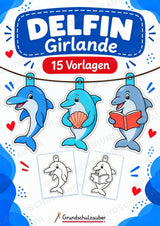 Delfin Girlande Fensterdeko Basteln Ausmalbild Ausschneiden 15 Vorlagen – Cover