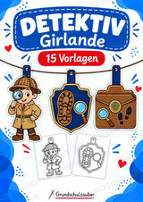 Detektiv Girlande Fensterdeko Basteln Ausmalbild Ausschneiden 15 Vorlagen – Cover