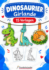 Dinosaurier Girlande Fensterdeko Basteln Ausmalbild Ausschneiden 15 Vorlagen – Cover
