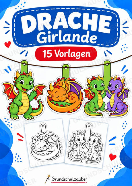 Drache Girlande Fensterdeko Basteln Ausmalbild Ausschneiden 15 Vorlagen – Cover