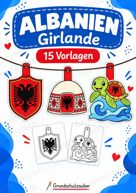 Albanien – Fensterdeko – Basteln – Ausmalbild – Ausschneiden – 15 Vorlagen – Cover