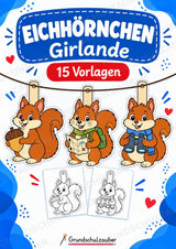 Eichhörnchen – Fensterdeko – Basteln – Ausmalbild – Ausschneiden – 15 Vorlagen – Cover