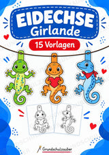 Eidechse – Fensterdeko – Basteln – Ausmalbild – Ausschneiden – 15 Vorlagen – Cover