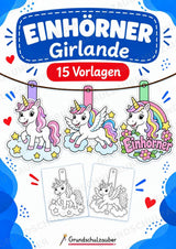 Einhörner – Fensterdeko – Basteln – Ausmalbild – Ausschneiden – 15 Vorlagen – Cover