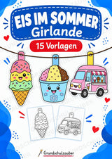 Eis im Sommer – Fensterdeko – Basteln – Ausmalbild – Ausschneiden – 15 Vorlagen – Cover