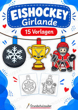 Eishockey – Fensterdeko – Basteln – Ausmalbild – Ausschneiden – 15 Vorlagen – Cover