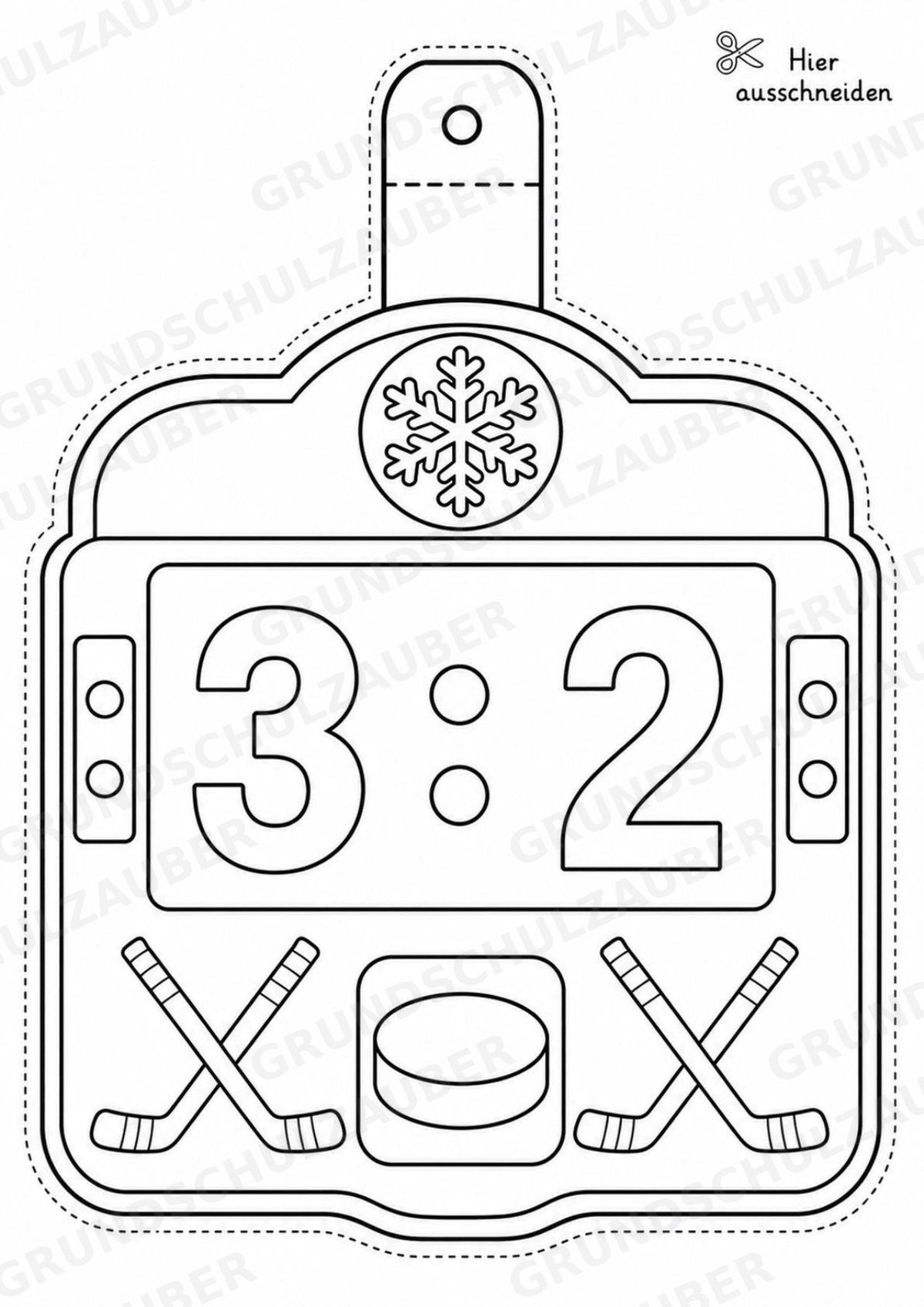 Eishockey – Fensterdeko – Basteln – Ausmalbild – Ausschneiden – 15 Vorlagen – Materialseite 12