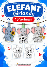 Elefant – Fensterdeko – Basteln – Ausmalbild – Ausschneiden – 15 Vorlagen – Cover