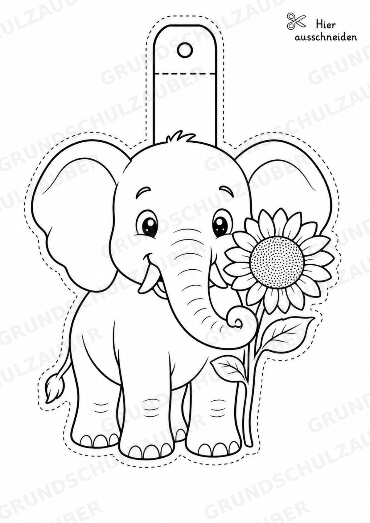 Elefant – Fensterdeko – Basteln – Ausmalbild – Ausschneiden – 15 Vorlagen – Materialseite 2
