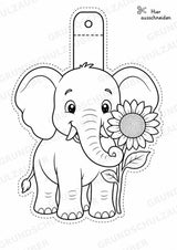 Elefant – Fensterdeko – Basteln – Ausmalbild – Ausschneiden – 15 Vorlagen – Materialseite 2