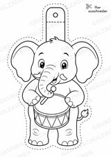 Elefant – Fensterdeko – Basteln – Ausmalbild – Ausschneiden – 15 Vorlagen – Materialseite 6