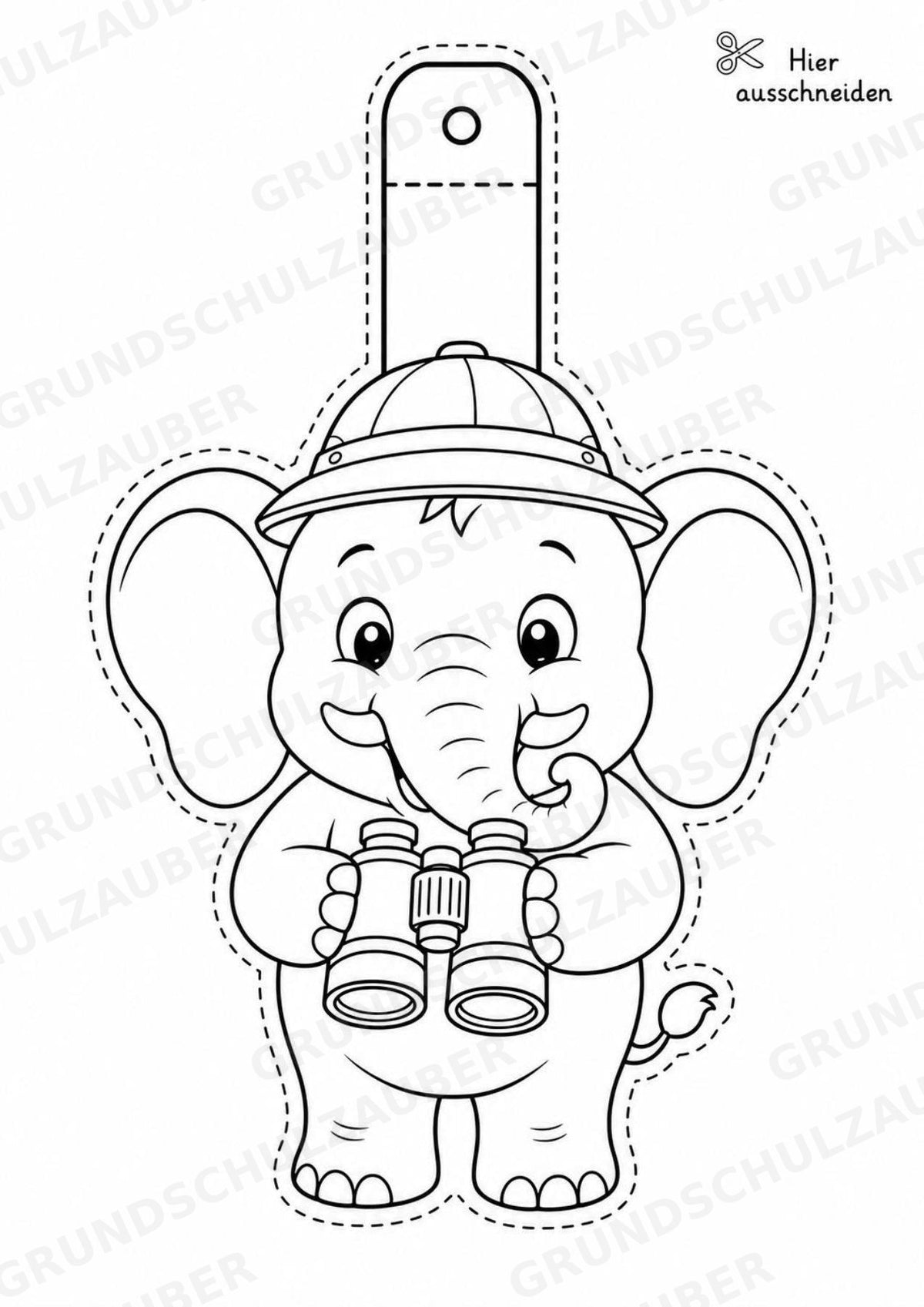 Elefant – Fensterdeko – Basteln – Ausmalbild – Ausschneiden – 15 Vorlagen – Materialseite 7