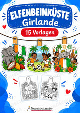 Elfenbeinküste – Fensterdeko – Basteln – Ausmalbild – Ausschneiden – 15 Vorlagen – Cover