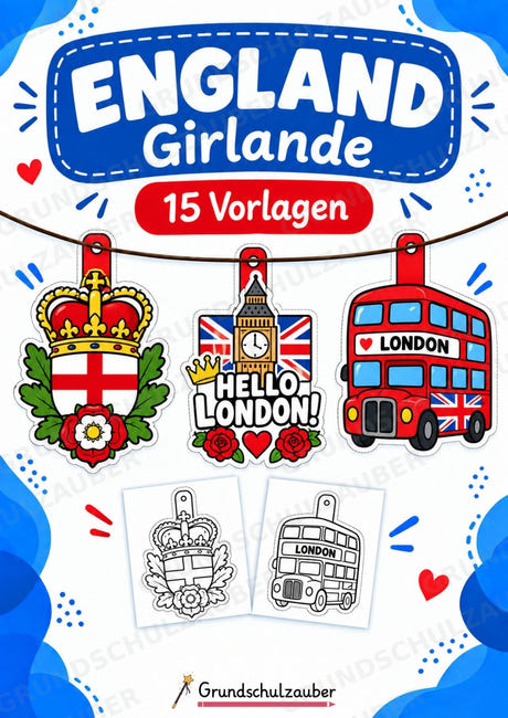 England – Fensterdeko – Basteln – Ausmalbild – Ausschneiden – 15 Vorlagen – Cover