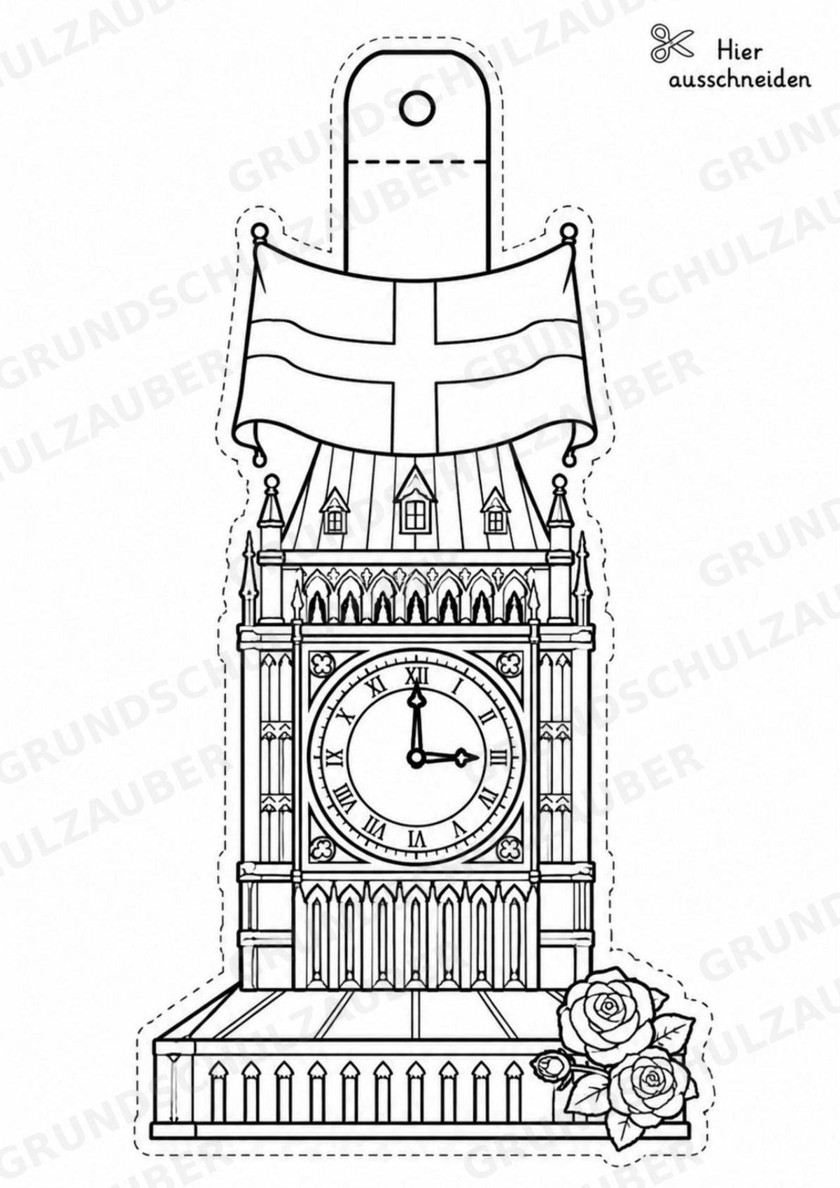 England – Fensterdeko – Basteln – Ausmalbild – Ausschneiden – 15 Vorlagen – Materialseite 3