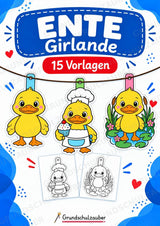 Ente – Fensterdeko – Basteln – Ausmalbild – Ausschneiden – 15 Vorlagen – Cover