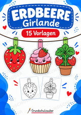 Erdbeere – Fensterdeko – Basteln – Ausmalbild – Ausschneiden – 15 Vorlagen – Cover