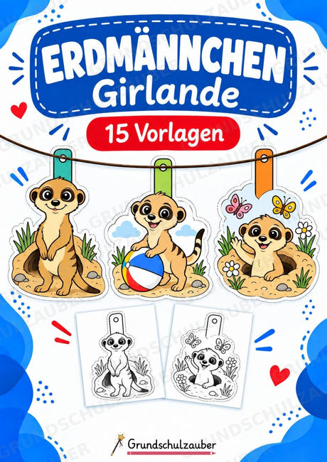 Erdmännchen – Fensterdeko – Basteln – Ausmalbild – Ausschneiden – 15 Vorlagen – Cover