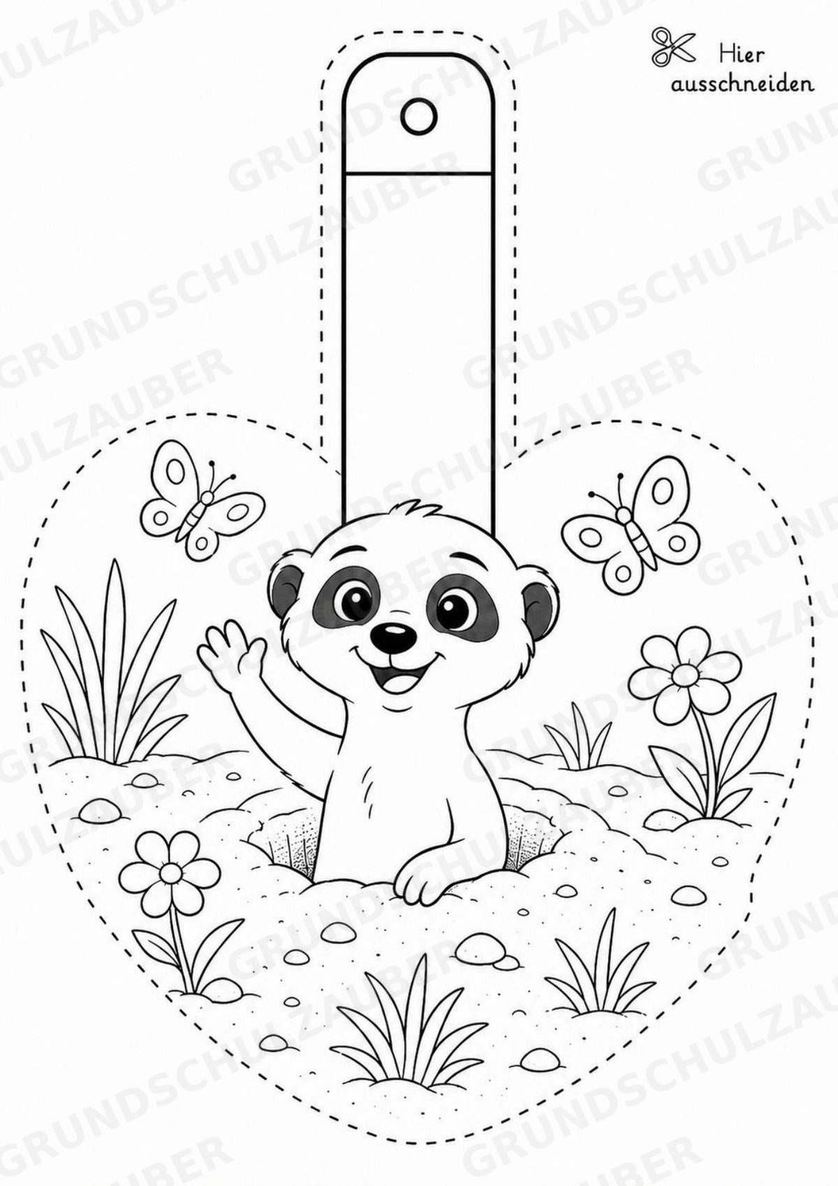 Erdmännchen – Fensterdeko – Basteln – Ausmalbild – Ausschneiden – 15 Vorlagen – Materialseite 16
